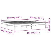 vidaXL Sängram sonoma-ek 180x200 cm konstruerat trä och metall - Bild 9