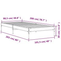 vidaXL Sängram rökfärgad ek 100x200 cm konstruerat trä och metall - Bild 9