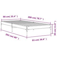 vidaXL Sängram brun ek 90x200 cm konstruerat trä och metall - Bild 9