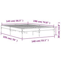 vidaXL Sängram sonoma-ek 140x190 cm konstruerat trä och metall - Bild 9