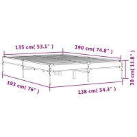 vidaXL Sängram sonoma-ek 135x190 cm konstruerat trä och metall - Bild 9