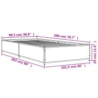 vidaXL Sängram sonoma-ek 100x200 cm konstrueradt trä och metall - Bild 9