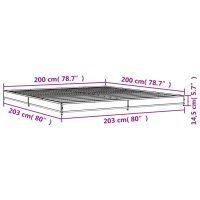 vidaXL Sängram brun ek 200x200 cm konstruerat trä och metall - Bild 9