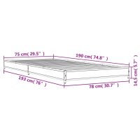 vidaXL Sängram sonoma-ek 75x190 cm konstruerat trä och metall - Bild 9