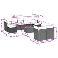 vidaXL Loungegrupp 10 delar med svarta dynor konstrotting - Bild 11