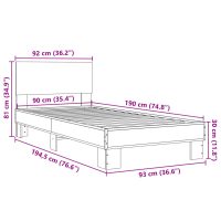 vidaXL Sängram brun ek 90x190 cm konstruerat trä och metall - Bild 9