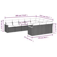 vidaXL Loungegrupp 10 delar med svarta dynor konstrotting - Bild 3