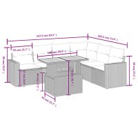 vidaXL Soffgrupp för trädgården med dynor 7 delar svart konstrotting - Bild 3