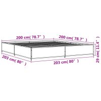 vidaXL Sängram sonoma-ek 200x200 cm konstruerat trä och metall - Bild 9