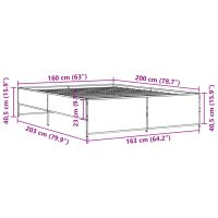 vidaXL Sängram svart 160x200 cm konstruerat trä och metall - Bild 9