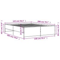 vidaXL Sängram rökfärgad ek 140x200 cm konstruerad trä och metall - Bild 9