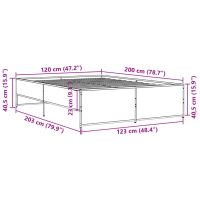 vidaXL Sängram rökfärgad ek 120x200 cm konstruerat trä och metall - Bild 9