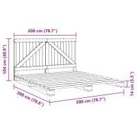 vidaXL Sängram med huvudgavel grå 200x200 cm massiv furu - Bild 11