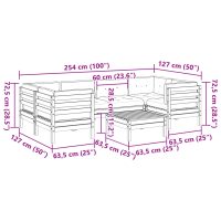 vidaXL Soffgrupp för trädgården med dynor 7 delar vaxbrun massiv furu - Bild 12