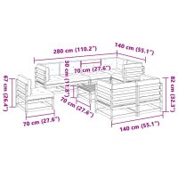 vidaXL Soffgrupp för trädgården med dynor 9 delar impregnerad furu - Bild 12