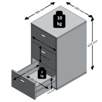 FMD Sängbord med 3 lådor vit - Bild 3