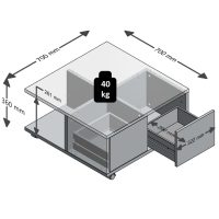 FMD Soffbord med hjul 70x70x36 cm ek och glansig vit - Bild 5