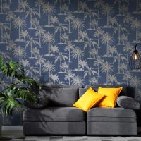 DUTCH WALLCOVERINGS Tapet tropiska träd marinblå och silver - Bild 3