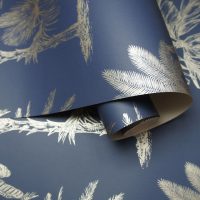 DUTCH WALLCOVERINGS Tapet tropiska träd marinblå och silver - Bild 4