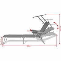 vidaXL Solsäng med tak stål grå - Bild 8
