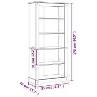 vidaXL Bokhylla i mexikansk Coronastil med 5 hyllor furu 81x40x170 cm - Bild 8