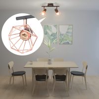 vidaXL Taklampa med 2 spotlights E14 svart och koppar - Bild 2