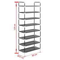 vidaXL Skohylla med 8 hyllor metall och non-woven tyg svart - Bild 7