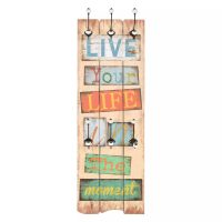 vidaXL Väggmonterad klädhängare med 6 krokar LIVE LIFE 120x40 cm - Bild 2