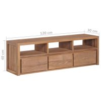 vidaXL TV-bänk massiv teak med naturlig finish 120x30x40 cm - Bild 10