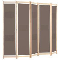 vidaXL Rumsavdelare 5 paneler 200x170x4 cm brun tyg - Bild 3