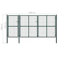 vidaXL Trädgårdsgrind stål 400x150 cm grön - Bild 5