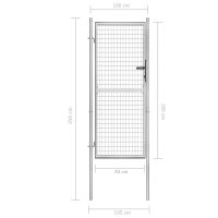 vidaXL Trädgårdsgrind galvaniserat stål 105x250 cm silver - Bild 5