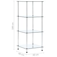 vidaXL Hylla 4 hyllplan transparent 40x40x100 cm härdat glas - Bild 5