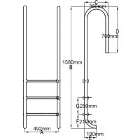 vidaXL Poolstege 3 steg rostfritt stål 304 120 cm - Bild 6