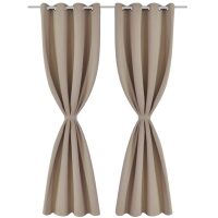 2-pack gräddvita mörkläggningsgardiner med metallringar 135 x 245 cm - Bild 2