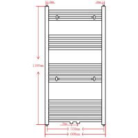 Handdukstork centralvärme element rak 600 x 1160 mm svart - Bild 9