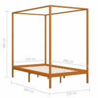 vidaXL Sängram himmelsäng honungsbrun massiv furu 120x200 cm - Bild 7