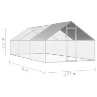 vidaXL Hönsbur för utomhusbruk 2,75x6x1,92 m galvaniserat stål - Bild 6