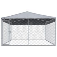 vidaXL Hundkennel med tak för utomhusbruk 382x382x225 cm - Bild 2