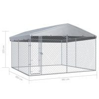 vidaXL Hundkennel med tak för utomhusbruk 382x382x225 cm - Bild 5