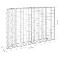 vidaXL Gabion trapets upphöjd galvaniserat stål 150x20x100 cm - Bild 7