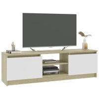 vidaXL TV-bänk vit och sonoma ek 120x30x35,5 cm konstruerat trä - Bild 3