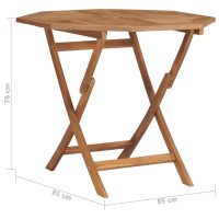 vidaXL Hopfällbart trädgårdsbord 85x85x76 cm massiv teak - Bild 6