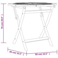 vidaXL Hopfällbart trädgårdsbord 85x85x76 cm massiv teak - Bild 8