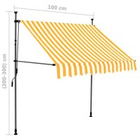 vidaXL Markis manuellt infällbar med LED 100 cm vit och orange - Bild 8