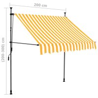 vidaXL Markis manuellt infällbar med LED 200 cm vit och orange - Bild 8