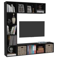 vidaXL Bokhylla/TV-bänk 3 delar set svart 180x30x180 cm - Bild 3