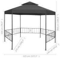 vidaXL Paviljong 323x275x265 cm antracit - Bild 8