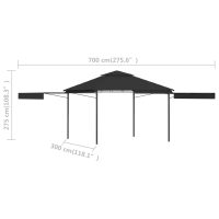 vidaXL Paviljong med förlängda tak 3x3x2,75 m antracit 180 g/m² - Bild 10