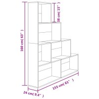 vidaXL Bokhylla/Rumsavdelare sonoma-ek 155x24x160 cm konstruerat trä - Bild 8